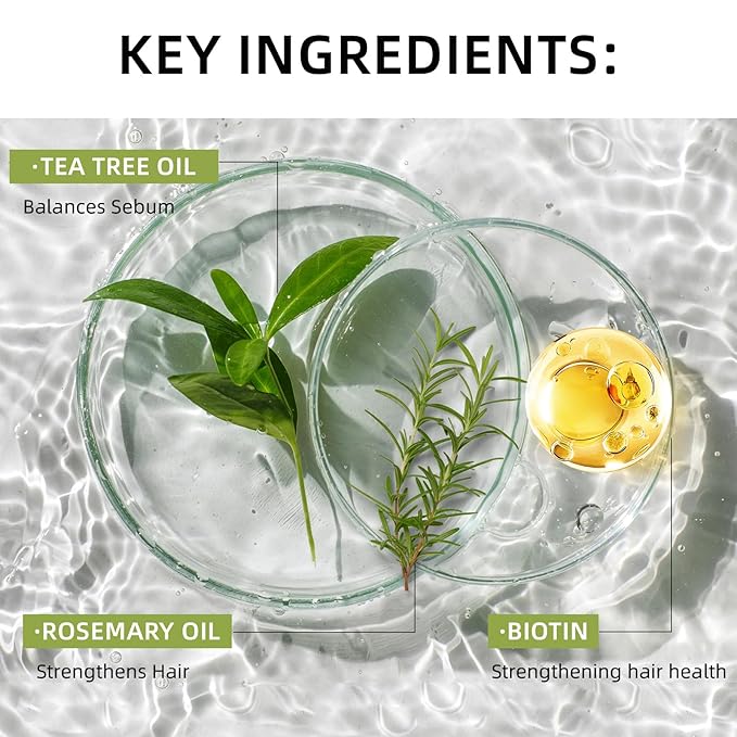Rosemary Oil Hair, Rosemary Essential Oils for Hair Growth - Lightweight Non-Greasy Hair Serum to Nourish Scalp, Improve Dry Hair Texture, Includes Lash & Brow Applicators (2 FL Oz)