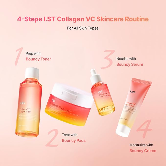 I.st Collagen VC Bounce Toner, Pore Refining & 10-Layer Hydration, pH Balancing, Gentle Formula, French Collagen and Vitamin Complex, Korean Skin Care, 190 mL / 6.42 Fl Oz