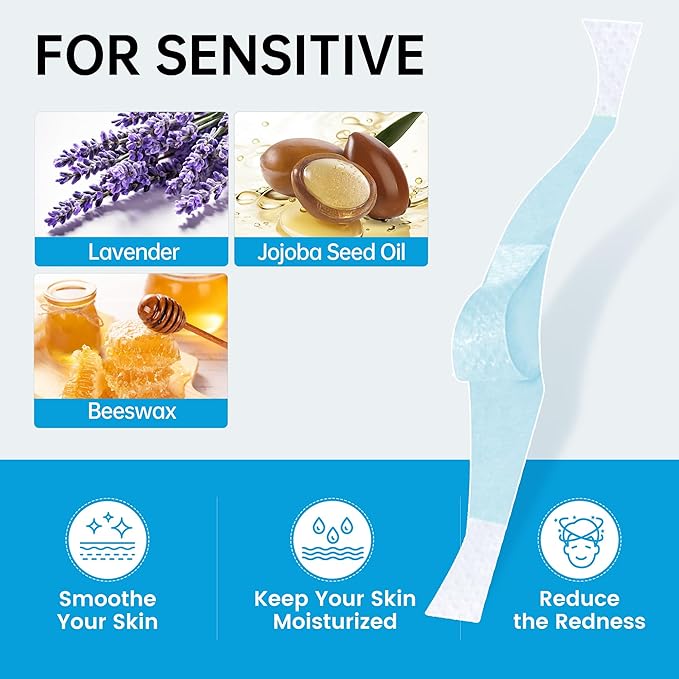 Beauty7 Men's Sensitive Eyebrow Wax Strips, Eyebrow Waxing Strips, 24 Strip with Pearl Powder Essential Oil, for Sensitive Skin
