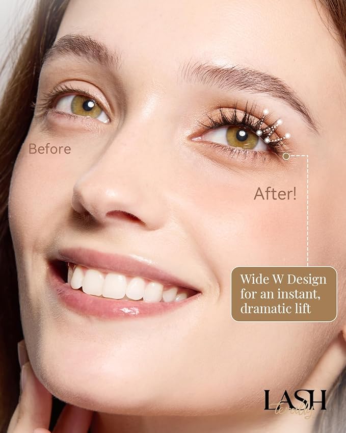 Self Adhesive Eyelashes Pre-glued Easy Removal Wide W Design Lash Clusters High Resilience Ultra Thin Lightweight Press on False Eyelashes 72 Clusters Lash Clusters Kit