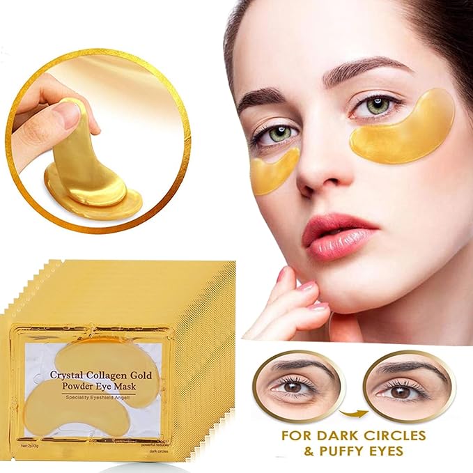 Lip Mask & Eye Mask - 30PCS Under Eye Patches Skincare, Crystal Collagen Hydrating Moisturizing Smoothing Gel Pads for Puffy Eyes Bags,Reducing Fine Lines Dark Circles, Anti-Aging Wrinkles Gold