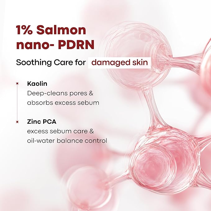 PDRN Deep Cleanser - Korean Deep Cleansing Foam for Pore Care with 1% Salmon-Derived Nano-PDRN, Kaolin, Zinc PCA | Stretchy Whipped Foam | 4.23 oz. / 120g