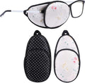eZAKKA Eye Patches for Adults, Eye Patch for Glasses, Silk Patch for Lazy Eye Amblyopia Strabismus and After Surgery (Floral+Black Polka Dots)