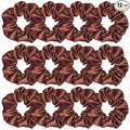 Sufermoe 12 Pcs Satin Silk Hair Scrunchies, Coffee color, 4.5 Inch Soft Hair Ties, Fashion Hair Bands, Hair Accessories for Women and Girls