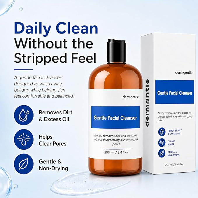 Gentle Facial Cleanser for Sensitive Skin, Hydrating Face Wash for All Skin Types, Gently Cleanses Face Without Over Drying, For All Skin Types, Daily Face Wash, Oil-Free, Soap-Free, 8.4 fl. oz