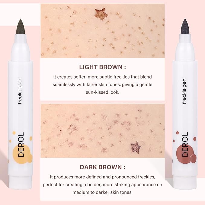 MARBUROLY Natural Freckle Nude Warm Blush Makeup Kit- Liquid Fake Freckle Air Cushion, 2 Colors Freckle Pen, Powder Cushion Blush, Waterproof Long Lasting Freckles Marker for Cheek