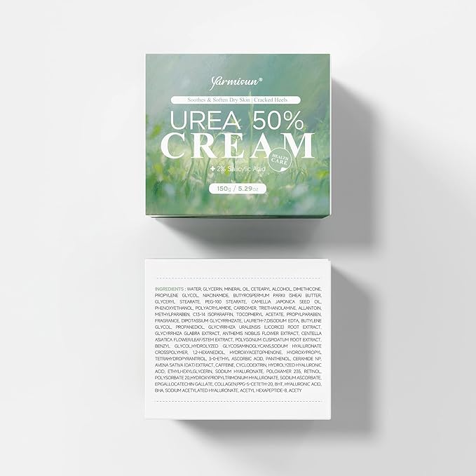 Urea Cream 50 Percent Feet Maximum Strength with Hyaluronic for Dry Skin Cracked Heels Callus Remover