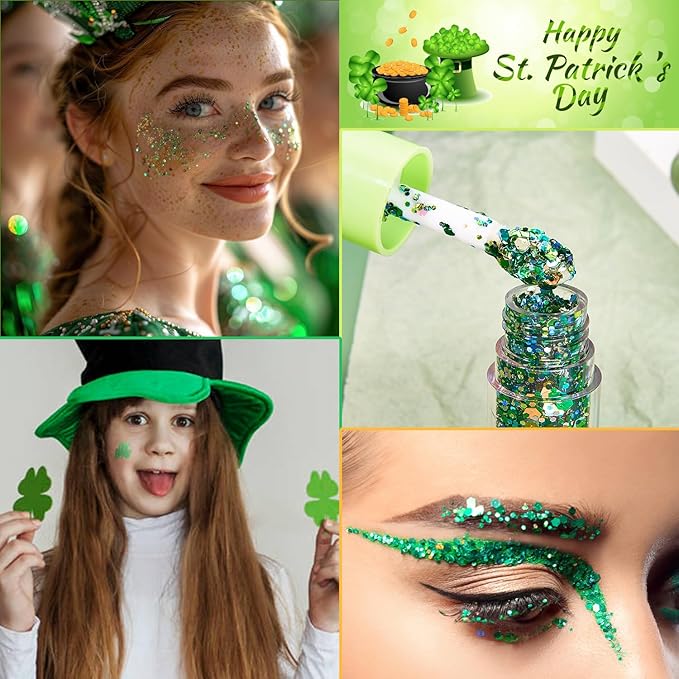 Mermaid Sequins Chunky Glitter Liquid Eyeshadow Glitter Body Gel Festival Glitter Cosmetic Face Hair Nails Makeup Long Lasting Sparkling 30g (#109 Christmas Green)