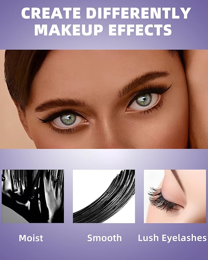 5D Waterproof Colored Mascara Volume and Length,5 Color Black Brown White Blue Purple Fiber Mascara for eyelashes, Longlasting Curling rimel de pestañas,Women's Day Eye Makeup Gift Set for Women Girl