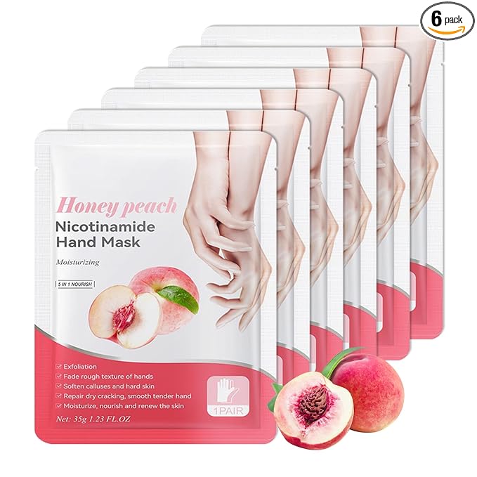 6 Pairs Hand Masks Moisturizing Gloves, Hydrating Hand Mask Moisturizer Gloves Care for Dry Cracked Hands, Smooth Long Lasting Soft Firming Hand Mask Gift Set for Men Women（H