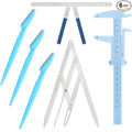 Weewooday 6 Pieces Tattoo Eyebrows Rulers 3 Point Positioning Ruler Mini Caliper Double Scale Vernier Calipers Eyebrow Caliper Microblading Ruler Measuring Tool with Eyebrow Shaver (Blue)