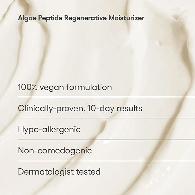 Algenist Algae Peptide Regenerative Face Moisturizer - Lightweight Hydrating Gel Face Cream with Alguronic Acid - Visibly Improves Tone, Texture & Skin Barrier Support - Peptide Skin Care (2 Fl oz)