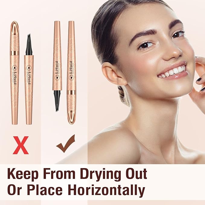 Eyebrow Pen - 4-Fork Tip Lift & Snatch Brow Pencil，Microblading Long-Lasting Waterproof Eye Brow Pen，Natural-Looking Hair-Like Brows，Easy to Use Eyebrow Pencils Makeup for Women (Black)