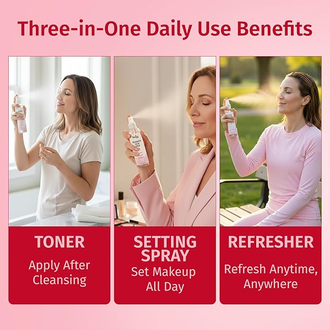 Reviva Labs Rosewater Facial Spray with Soothing Aloe, Herbs & Hyaluronic Acid - Hydrating Rose Water Spray for Face Agua de Rosas para La Cara - Face Mist Toner for All Skin Types, 8 Fl Oz (3 Pack)
