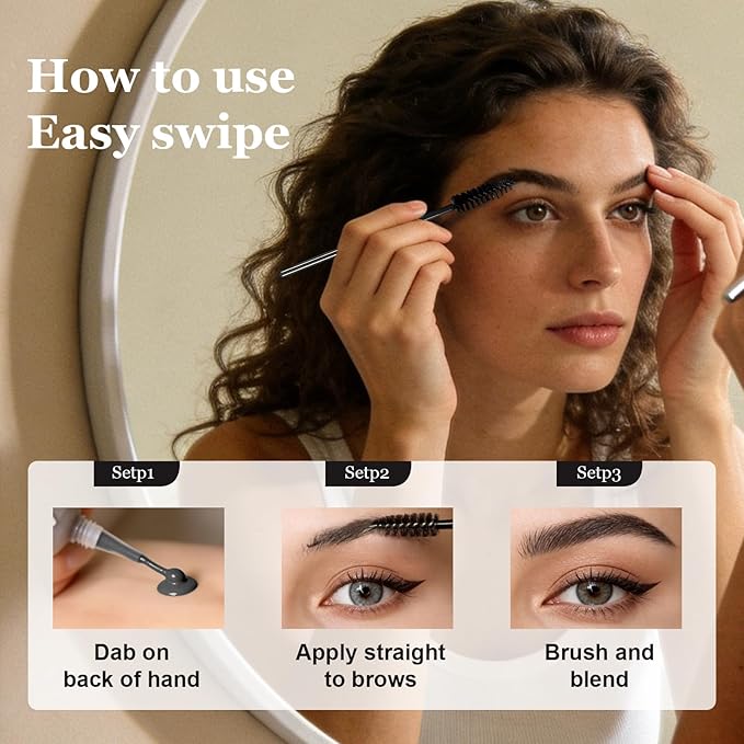 Long-lasting Waterproof Smudge-proof Liquid Eyebrow Gel/Tint, Sweatproof Eyebrow Dye Cream - Multifunctional Brow Definer for Salon Use, Eyebrow Dye for Women （BLACK）
