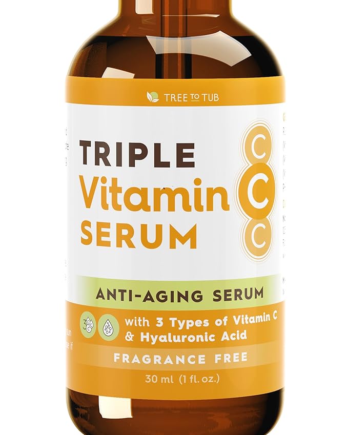 Tree To Tub Illuminating Vitamin C Serum - Triple Vitamin C Hydrating Serum for Face, Hyaluronic Acid - Maximum Anti-Aging Power Glow - Antioxidant for Dry, Sensitive Skin