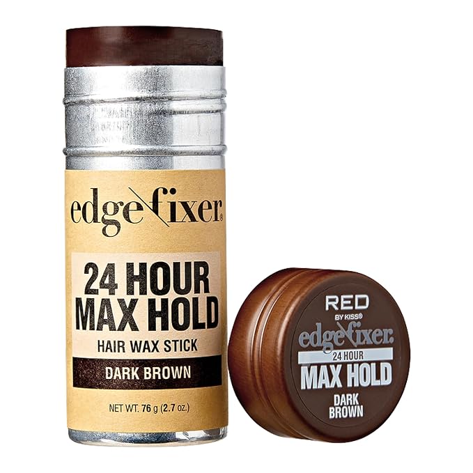 Red by Kiss Hair Wax Stick 24HR Max Hold Edge Fixer Edge Control Pomade Non-Sticky, Non-Oily Flake Free Hair Styling Wax 2.7 oz. (Dark Brown)