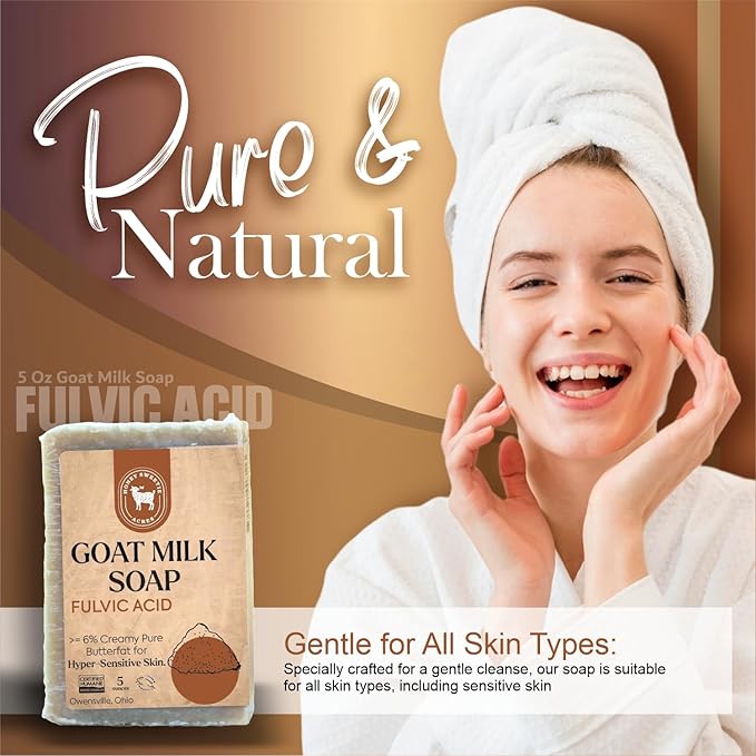 Honey Sweetie Acres Fulvic Acid Goat Milk Soap - Handmade 5 oz Bar, Made with Natural Ingredients, Moisturizing & Gentle, Made in the USA