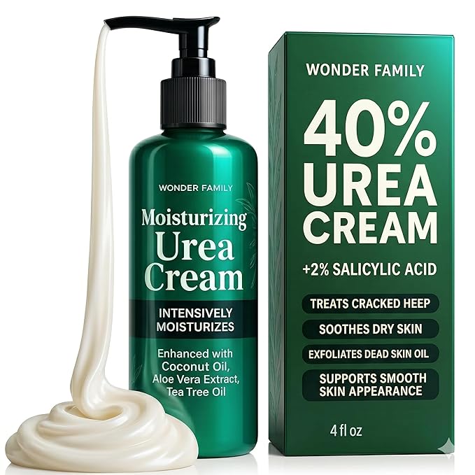 Urea 40% Cream for Feet Maximum Strength – Intensive Foot Repair & Cracked Heel Treatment – Athletes Foot Treatment Peel Mask – 40% Lotion for Dry Skin & Hand Cream for Women & Men – 4 Fl Oz