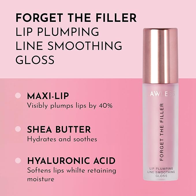 Lawless Women's Forget The Filler Lip Plumper Line Gloss, Lavender Sorbet, Pink, 0.11 Fl Oz (Pack of 1)