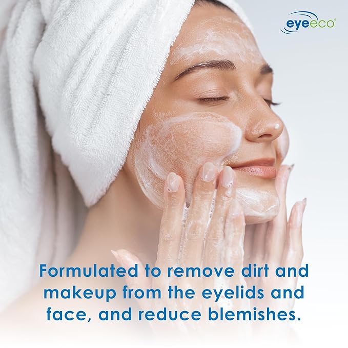 EyeEco Advanced Tea Tree Eyelid and Facial Cleanser - 180mL - Non-Irritating Eyelash & Eyelid Cleanser Soothes Irritation with Tea Tree, Vitamin E and Shea Butter