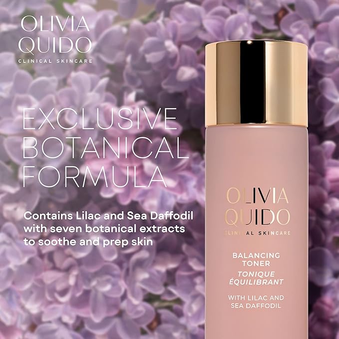 OLIVIA QUIDO Clinical Skincare Balancing Toner with Lilac & Sea Daffodil (6.76 fl.oz.) | Moisturizing and Pore Tightening Cleanser for All Skin Types