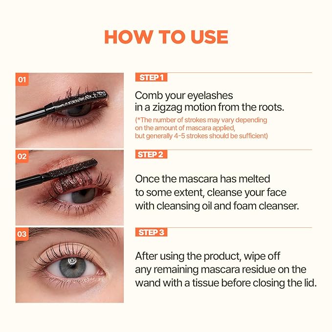 COSNORI Waterproof Mascara & Remover Set 03 Rosy Brown - Ultra-Strong Waterproof Mascara with Gentle Eye Makeup Remover, Smudge-Proof & Easy Cleansing Duo (03 Rosy Brown + Mascara Remover)