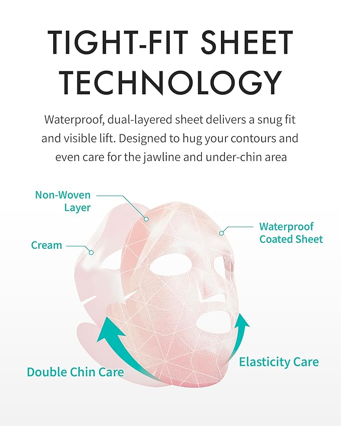 REJURAN® Perfect V Tighter Dual-Sheet Lifting Sheet Mask, c-PDRN® (4ea) – Face & Jawline Lifting and Firming Original PDRN & Purecolla, Deep Moisturizing, Skin Tightening Anti-Aging Korean Skin Care