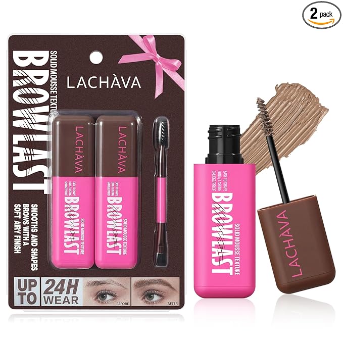 2 Pack Eyebrow Tint and Setting 2 in 1 Fluffy Volumizing Brow Mousse Kit, All Day Hold Brow Dye Gel with Brush For Natural Full-Looking Eyebrow Makeup, Light Blonde