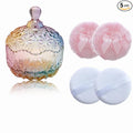 5 Pieces Large Body Powder Puff and Powder Container, Crystal Case for Dust Puff, Powder applicator with Box for Face and Body (Color, Crown)