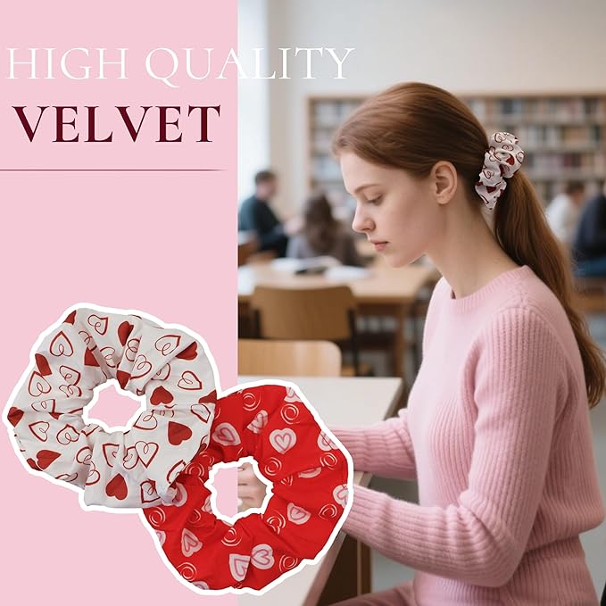 12 Pcs Scrunchies for Women, Charming Pink Scrunchies for Girls, Cute Elastic Hair Bands Hair Ties, Perfect for Romantic Valentine's Day Gifts(Sweetheart Pink)