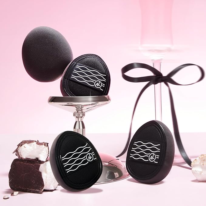 ALBEAUT Cloud Mini Cushion Puff, 4-Pack Finger-Fit Teardrop Detail Applicators for Concealer, Cream Blush & Highlighter, Plush Bouncy Control for Smooth, Clean Tapping