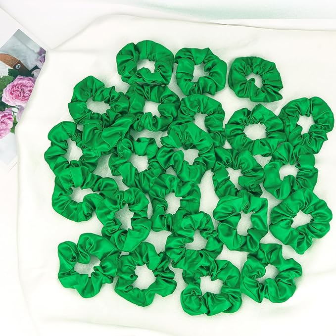 Silk Satin Scrunchies for Women Girls 24 PCS Hair Scrunchies Silk Satin Hair Ties for Thick Hair Bulk Hair Ties Hair Accessories