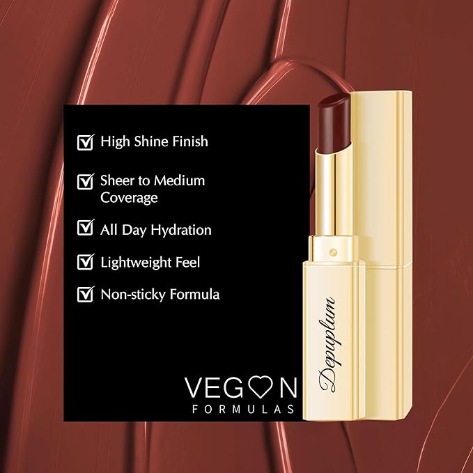 Depuplum Black Berry Lipstick for Women Moisture Lip Gloss Tinted Lip Balm Sheer Lipsticks for Mother's Day Nourishing Hydrate Glossy Lipstick for Dry Lips (DM65 Berry)