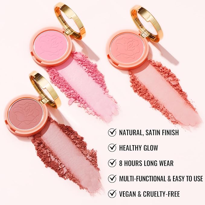 Oulac Highlighter Makeup Blush| 2 in 1 Powdery Cream Texture Blush & Highlighter| Golden Hour Makeup Bronzer Illuminating | Rich Colors &Blendable | Vegan & Cruelty-Free| F08 Glow Gold 4.8g