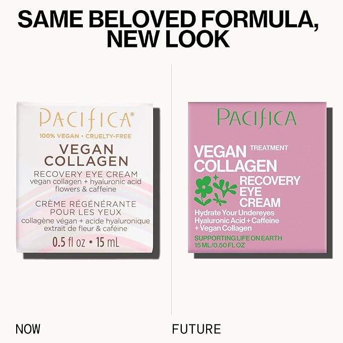 Pacifica Vegan Collagen Overnight Recovery Cream – 2-in-1 Anti-Aging Face Moisturizer & Under Eye Cream Night, Hydrating Collagen + Hyaluronic Acid & Caffeine Formula for Dry, Dull Skin Fragrance-Free