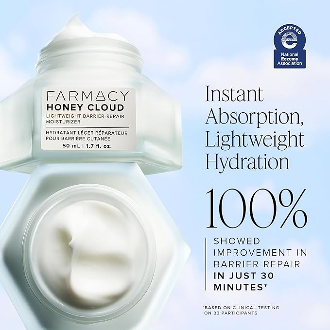 Farmacy Honey Cloud Face Moisturizer Cream - Lightweight Face Lotion with Hyaluronic Acid + Peptides - Breathable Moisture + Barrier Repair - Facial Moisturizer for Combo, Sensitive + Oily Skin (15ml)