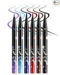 6Pcs Colored Liquid Eyeliner Pen Set Pack, Waterproof Waterline Matte Eye Liner Pencil, Purple Sky Navy Blue Red Brown Black, High Pigmented Longwear Quick Drying Colorful Eyeliner Pen for Women-Set B