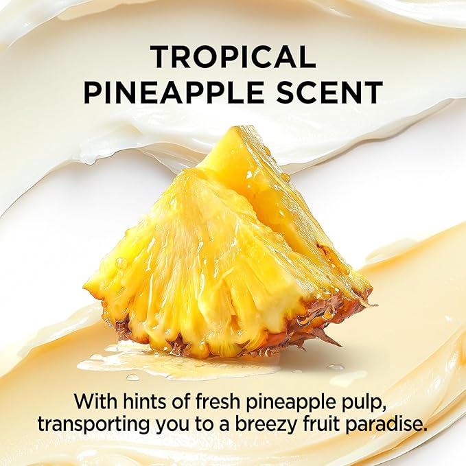 Pineapple Whipped Body Butter for Pineapple Scent Whipped Body Butter for Women, Shea Body Moisturizer for Dry Skin, Gentle Hydration with Long Lasting Moisture-3.4 floz+6.8 floz