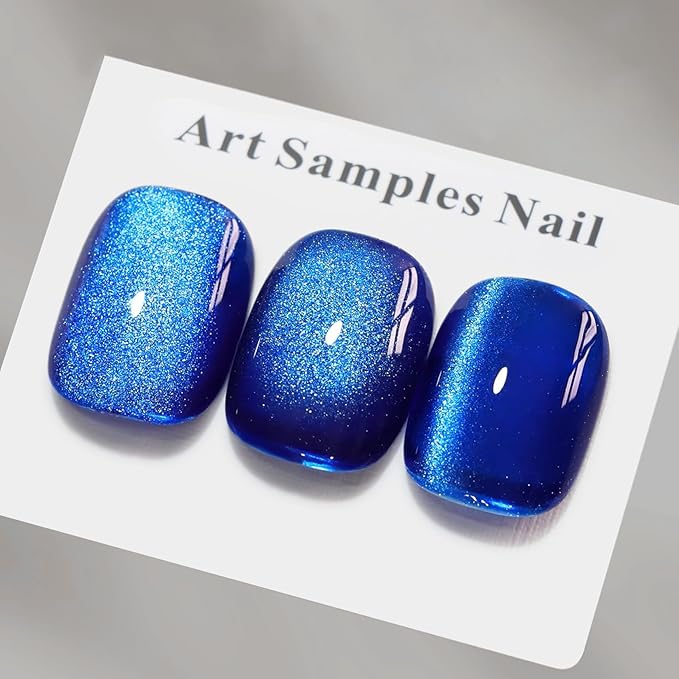 MAYCHAO 15ML Electric Blue Cat Eye Gel Nail Polish 1Pc Royal Blue Holographic Gel Polish Soak off Magnetic Nail Polish for Nail Art Manicure Salon DIY at Home, 0.5 OZ