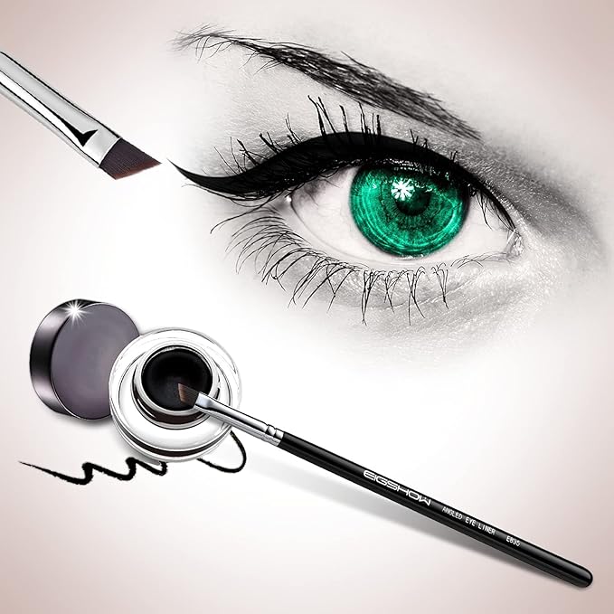Eyeliner Brush Fine Angled - PRO Precision Gel Eye Liner Makeup Brush -Ultra Thin Slanted Flat Angle - Premium Cruelty Free Synthetic Bristles (E835)