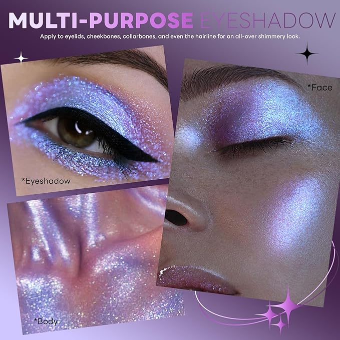 HOSAILY Chameleon Purple Blue Glitter Eyeshadow Makeup, Holographic Color Shifting Shimmer Multichrome Eye Highlighter Palette Iridescent Sparkling Inner Corner Brightener, sombras para ojos 09