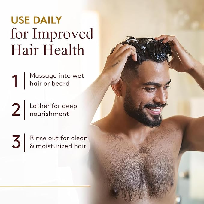 OKAY for MEN Castor Oil Hair & Beard Shampoo - Hydrating Shampoo for Healthy Hair & Beard Growth, Moisturizing Care, Strengthen & Restore Damage, Natural, Sulfate-Free - 16 Oz