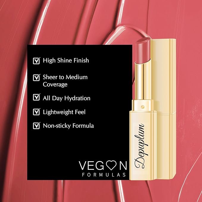 Depuplum Pink Lipstick for Women Moisture Lip Gloss Tinted Lip Balm Sheer Lipsticks for Mother's Day Nourishing Hydrate Glossy Lipstick for Dry Lips,DM96 Dusty Pink