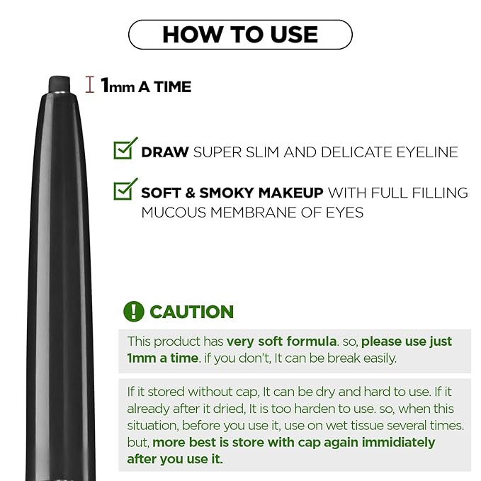 THESAEM Eco Soul Powerproof Super Slim Eyeliner - Smudge Proof Gel Eyeliner - Micro Precision Tip (2mm) - Highly Pigmented & Long-lasting Eye Makeup Glides on Smoothly, 0.1g (BR05 Choco Brown)