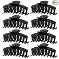 TOCESS Hair Claw Clips for Women - 8PK Large Neutral Matte Jumbo Hair Clips for Thick, Thin, Long, Short, Curly Hair Girls, Big Jaw Clip Set for Daily Use(Midnight Black)