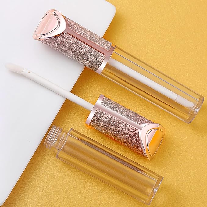 AMORIX 24 Pack 5ml Lip Gloss Tubes with Wand Lip Gloss Containers Lipgloss Supplies Kit with 2pcs Syringes + Free Labels for DIY Lip Gloss, Oblique Cap