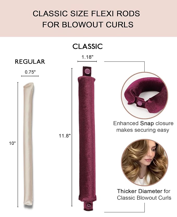 Classic Heatless Curls Overnight Rods - Upgraded Directional Grip Velvet No Heat Hair Curlers to Sleep Hair Rollers Flexible Curling Rods Set for Long Thicker Hair, Full Coverage Larger Silk Scarf