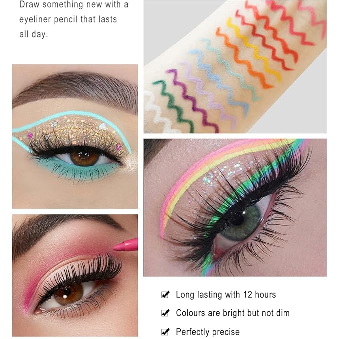 eyeliner pencil retractable eyeliner creamy pigmented smudge proof eye liner pen Shimmer Blue & Shimmer Green
