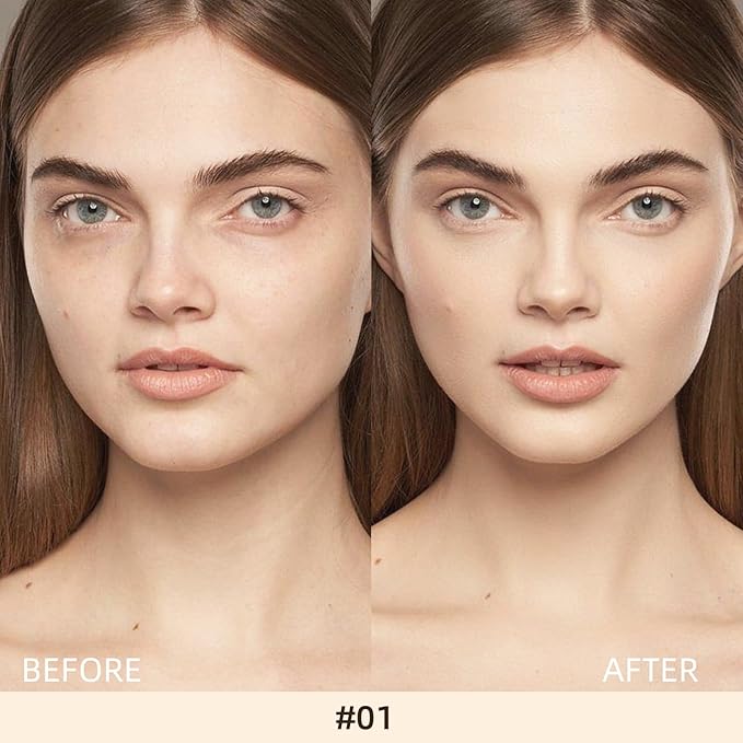 Liquid Concealer Makeup, Full Coverage Cream Face Concealer with Cushion Applicator, Highly Pigmented, Natural-Looking, Hydrating, Waterproof (#04 Ivory)